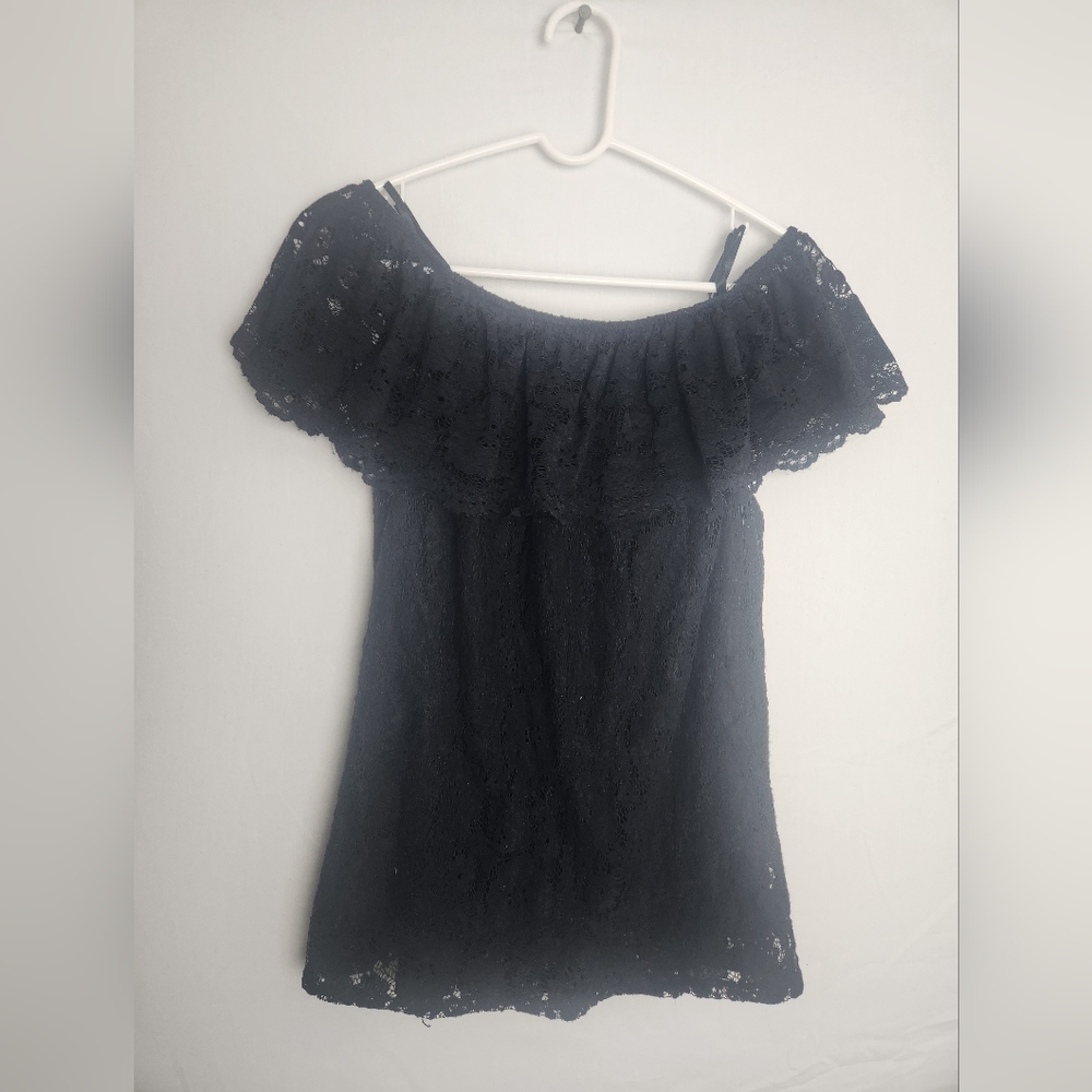 Adrianna Papell ~Super Soft Summer Cool Lightweight Top Crochet Detailing Size L